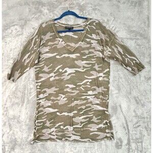 Lane Bryant Camo Tunic Top Womens 14/16 Plus Size V Neck Lightweight Sheer Shirt
